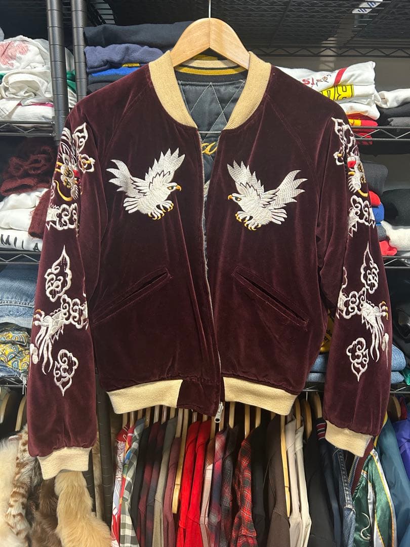 別珍スカジャン　リバーシブル 鷹 龍 虎 ヴィンテージ　スーベニアジャケット