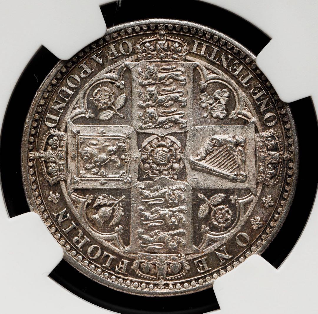 NGC MS61』ヴィクトリア女王ゴッドレスフローリン銀貨（1849年