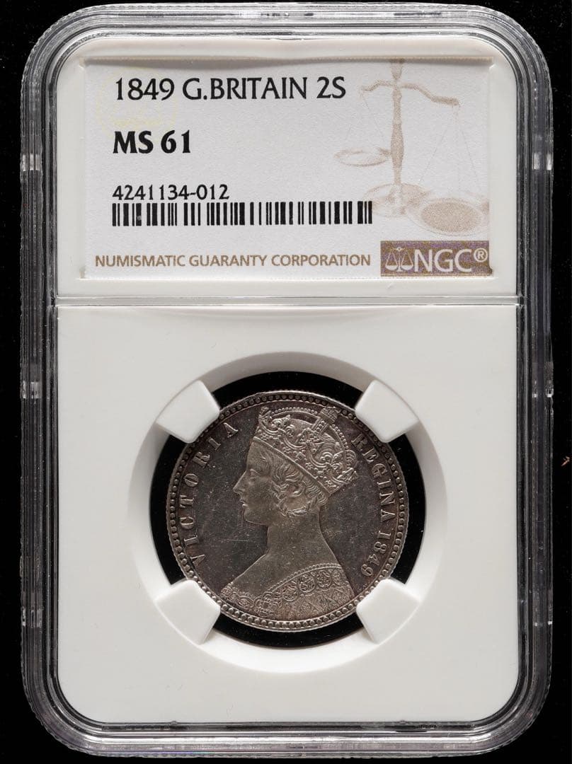 NGC MS61』ヴィクトリア女王ゴッドレスフローリン銀貨（1849年
