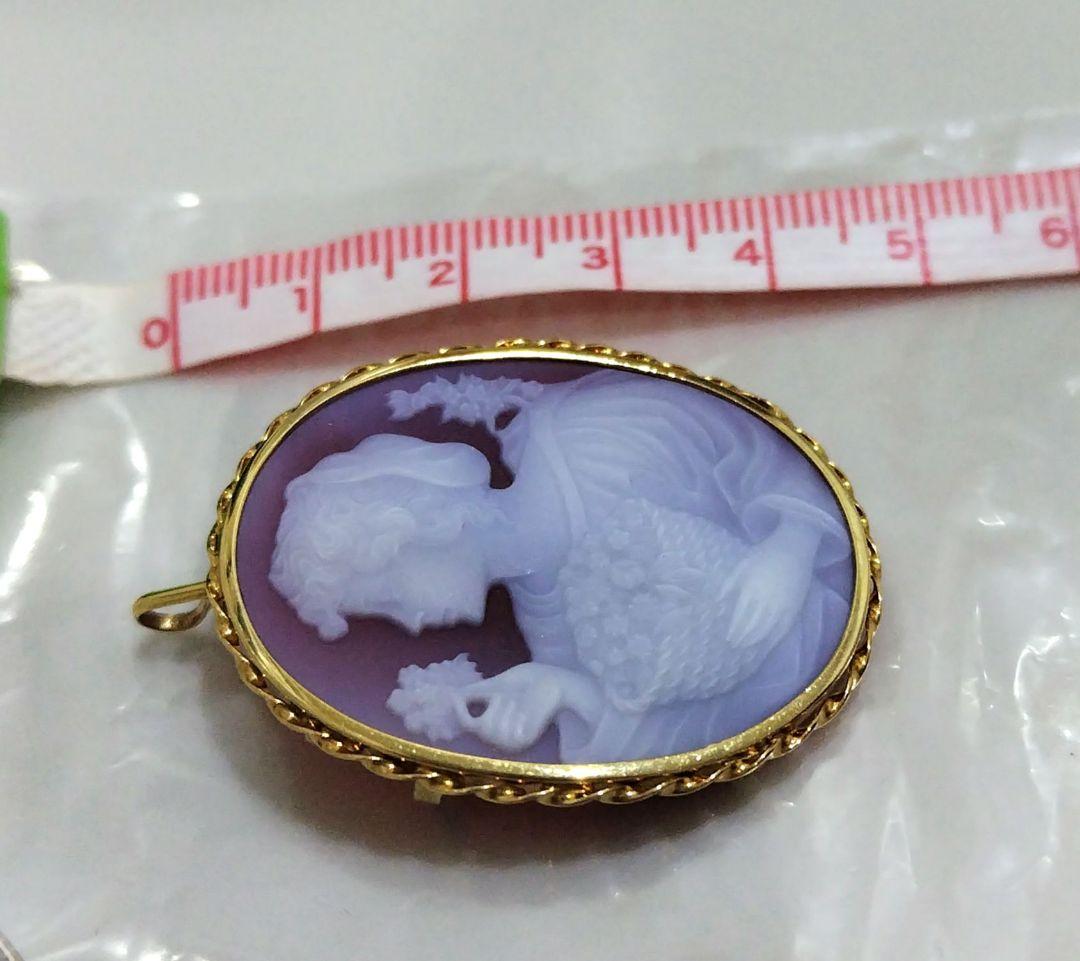 ☆タイムセール☆カメオ メノウ ブローチ ペンダントトップ 2way 18Kの