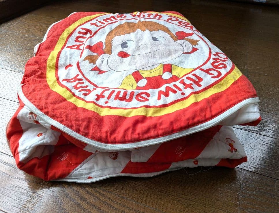 非売品 レア】ペコちゃん クッションブランケットストライプ