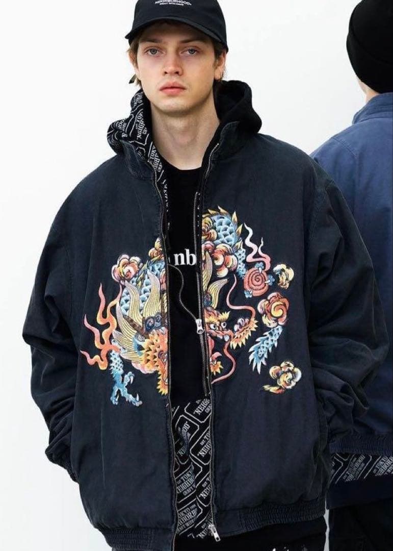 ネイバーフッド スーベニア ジャケット L 龍 ドラゴン 名作 スカジャン 送料無料 大きいサイズ メンズ スカジャン 龍 竜 虎 ブルゾン アウター