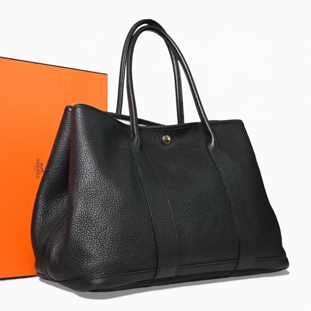 【美品】エルメス　ガーデンパーティPM トートバッグ 黒　ブラック　ネゴンダ
