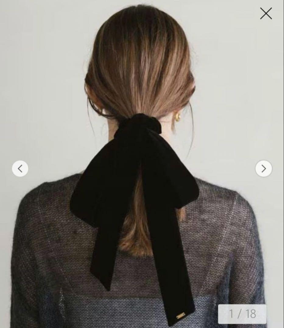 LETICIA リボンベルベットシュシュ　ブラック