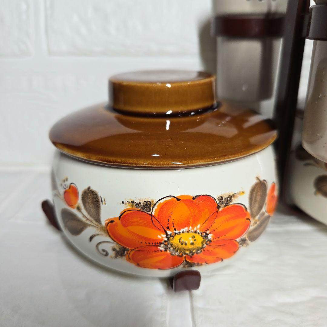 未使用 レトロ 花柄ホーローキャニスター&調味料入れセット - メルカリ