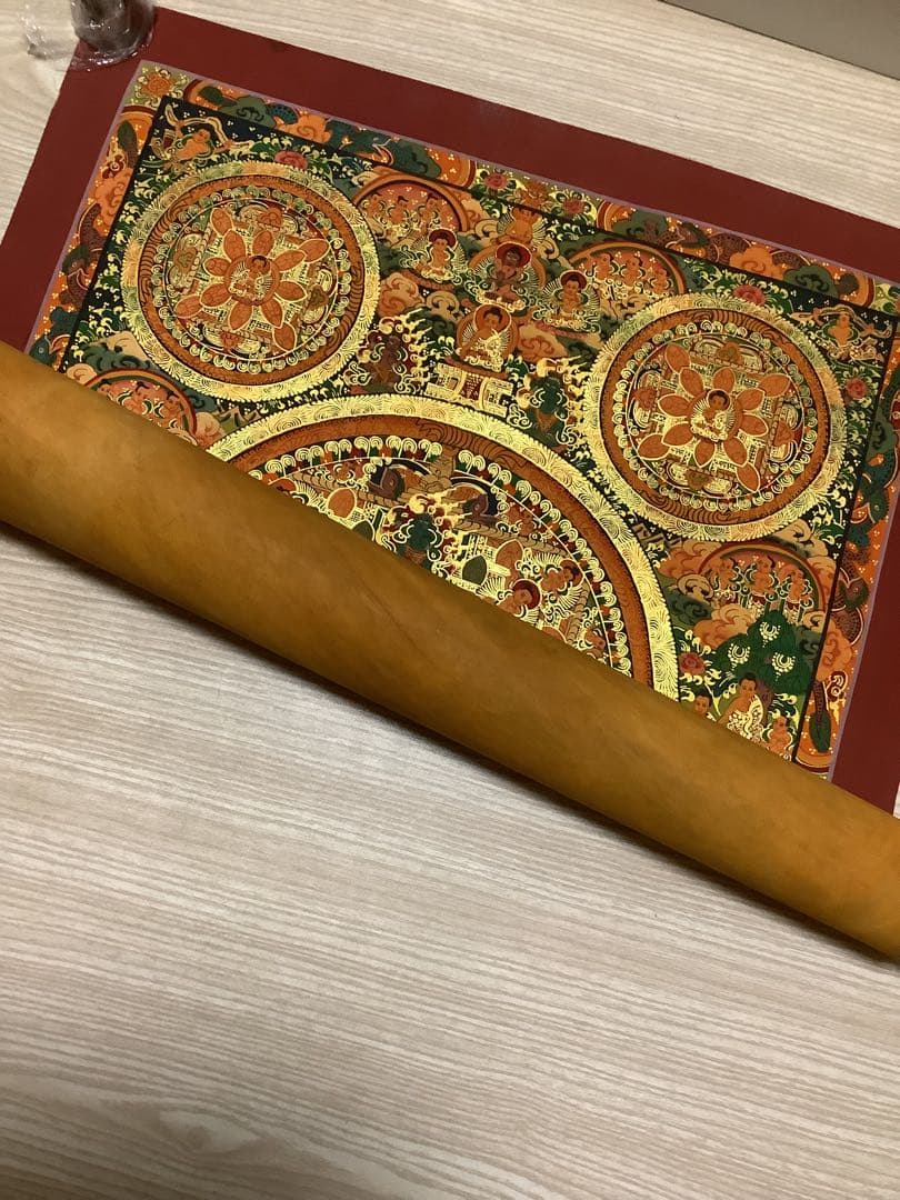《 チベット密教　新品　1点物 》 手描き　曼荼羅　仏陀　釈迦　仏画　仏教　a7