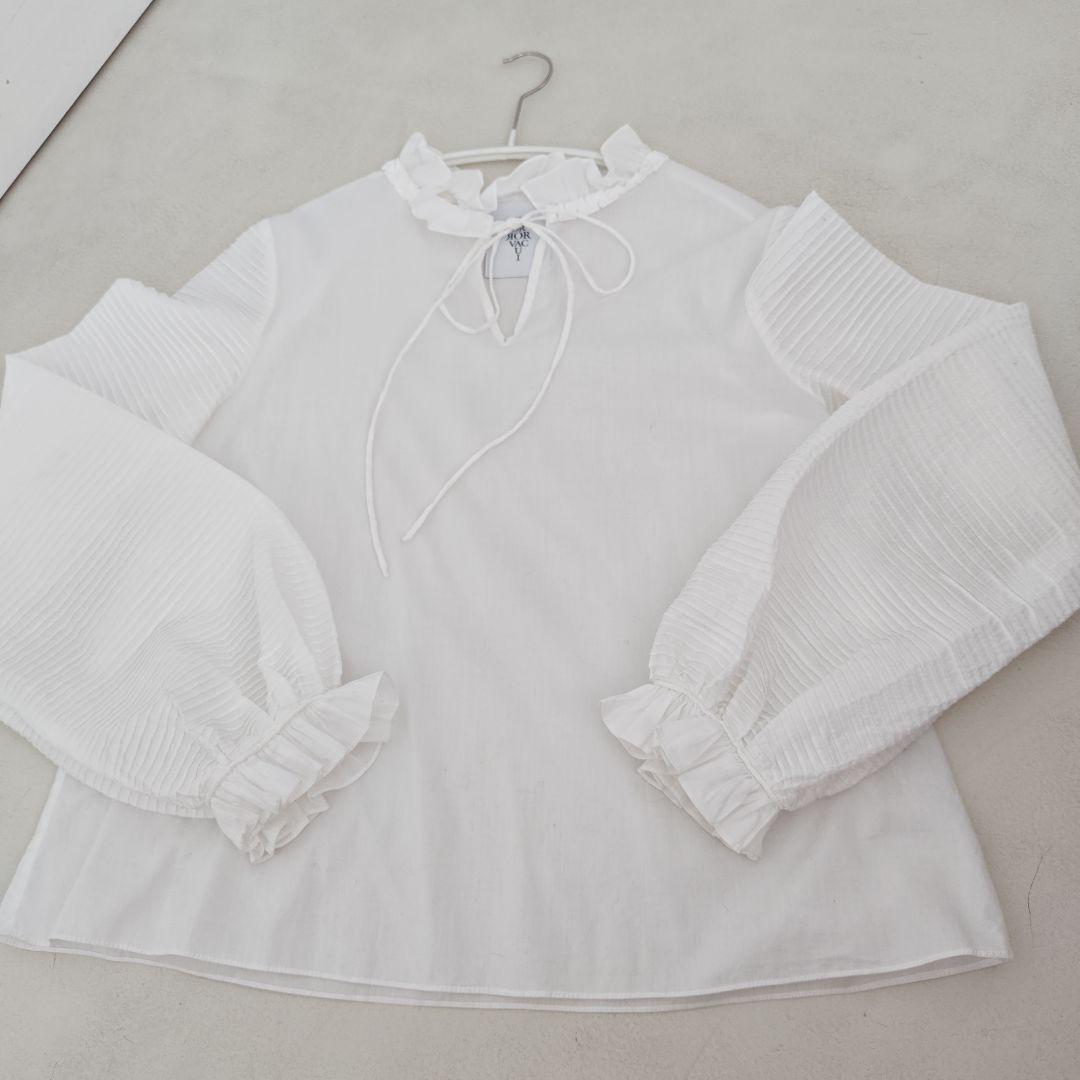 horrorvacuiホワイトフリルシャツ バルーンスリーブ