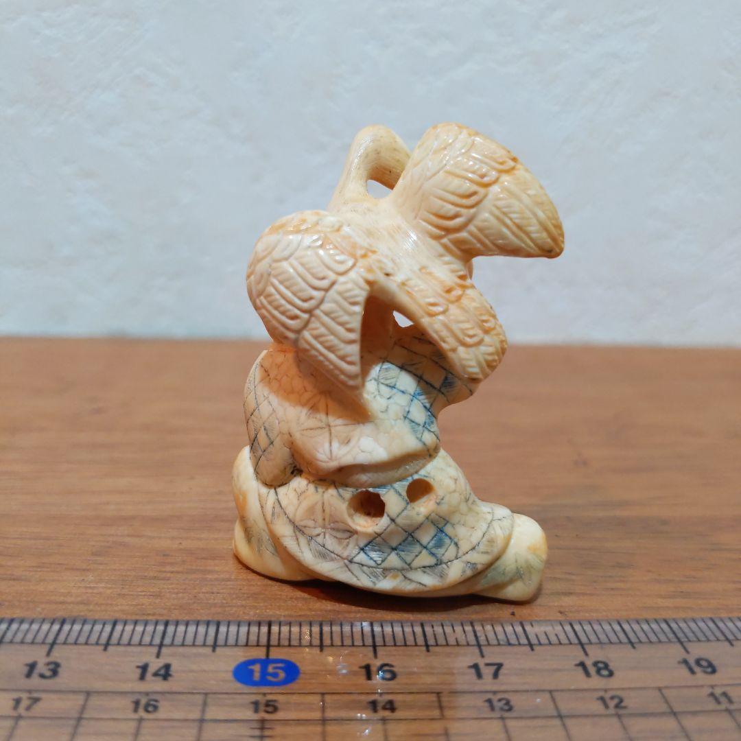 時代提げ物 人物根付 天然素材 在銘【鵜匠と鵜①】高さ約