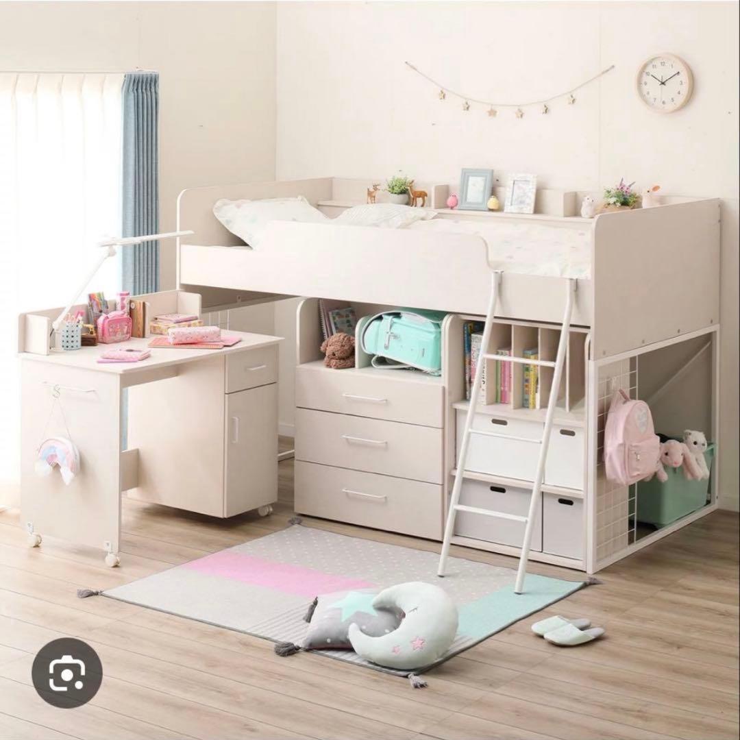 ニトリ✨️システムベッド ホワイト ロフトベッド 収納付き こども 新生活