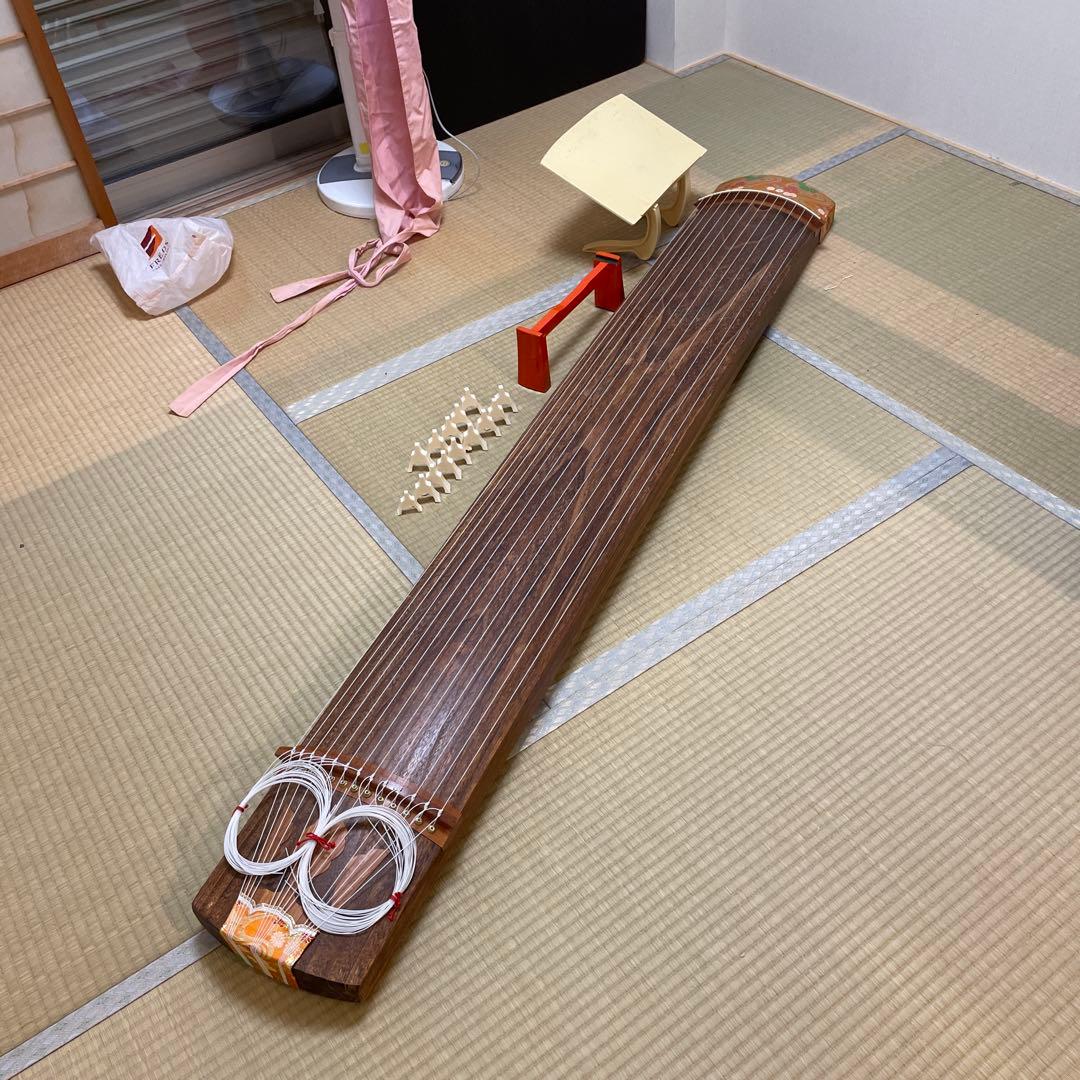 琴 13弦 花柄装飾付き　練習用琴　福山琴