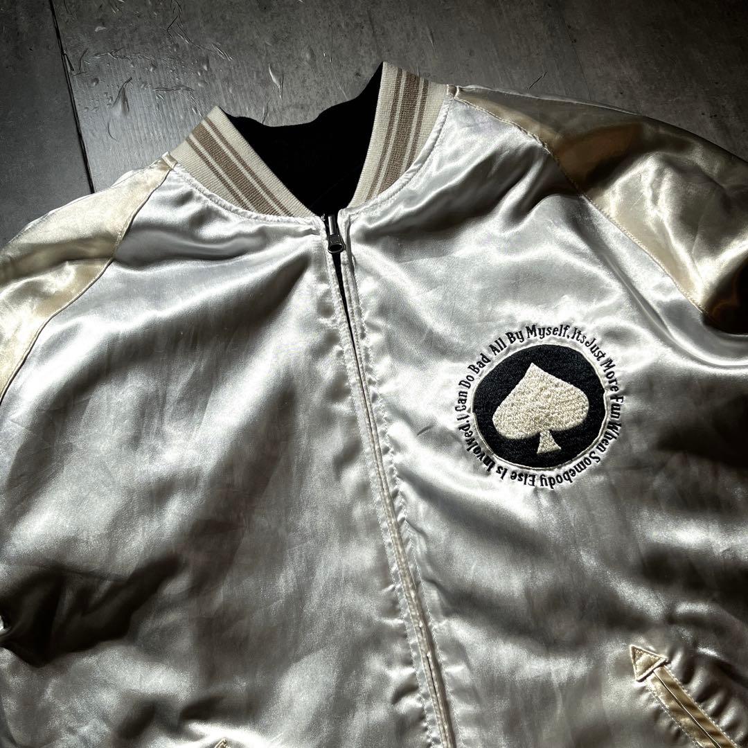 Schott ショット別珍 龍 刺繍 リバーシブル サテン スカジャン L