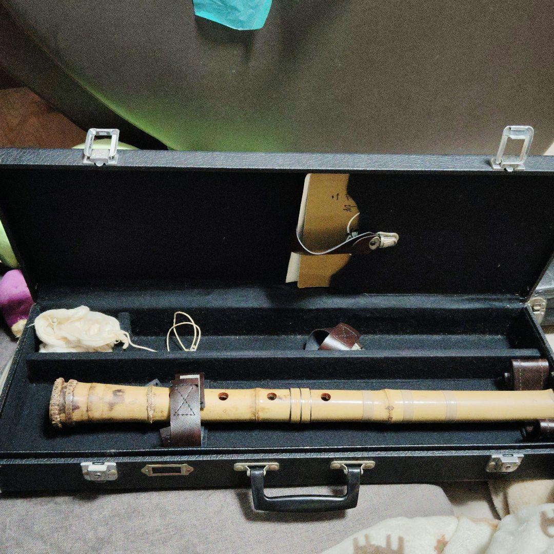 【都山流 竹仙銘】尺八 一尺八寸管 楽譜 ケース付き