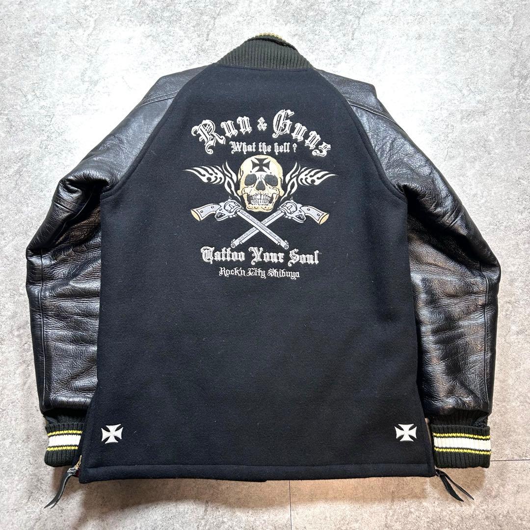 archive【Run&Guns】刺繍スタジャン/ファラオコート/Y2K/袖革◎