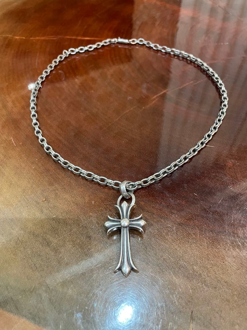 ペーパーチェーン　クロスペンダントネックレス クロムハーツ CHクロス wペーパーチェーンネックレス 20inch