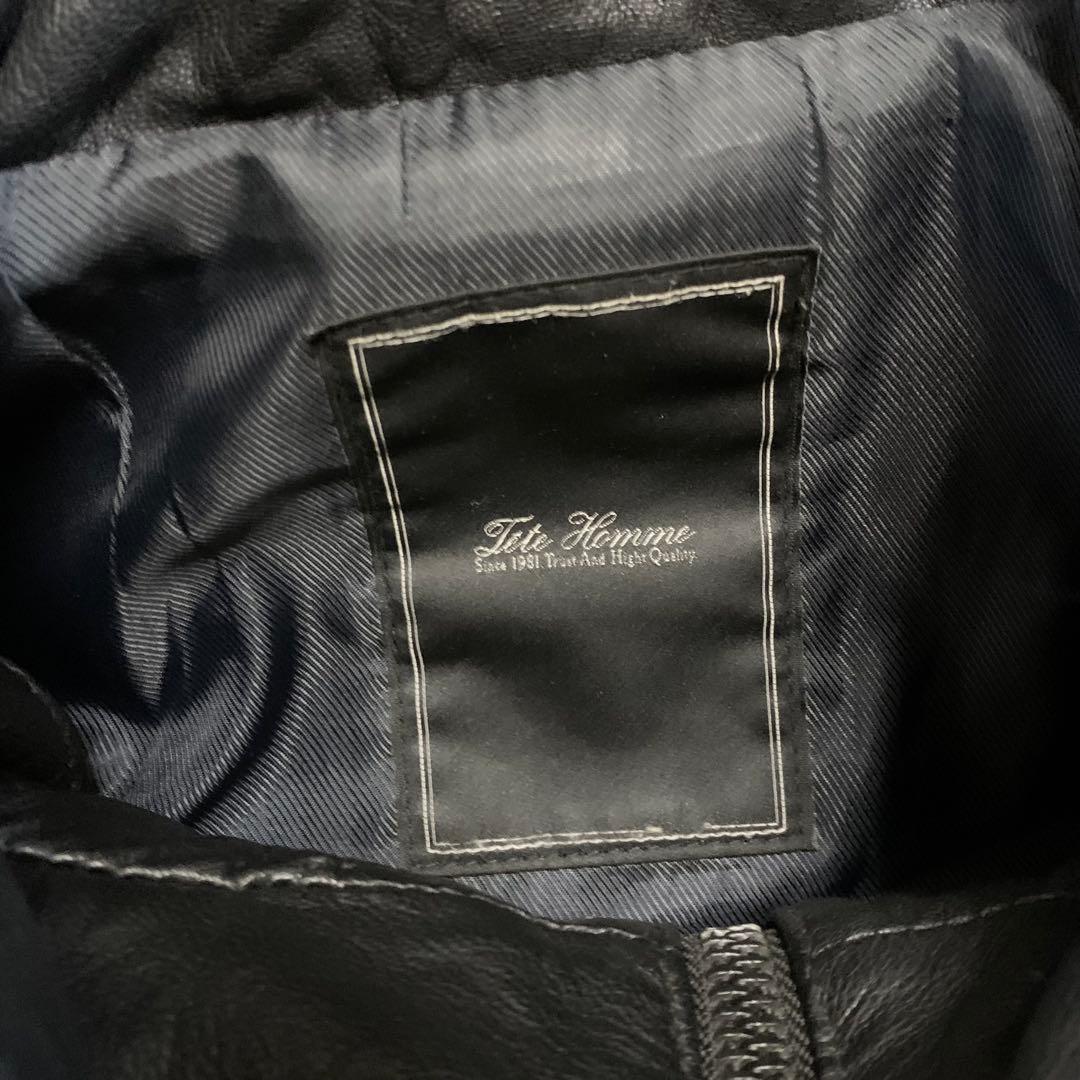 TETE HOMME テットオム 黒 レザージャケット サイズ6 ゴートレザー
