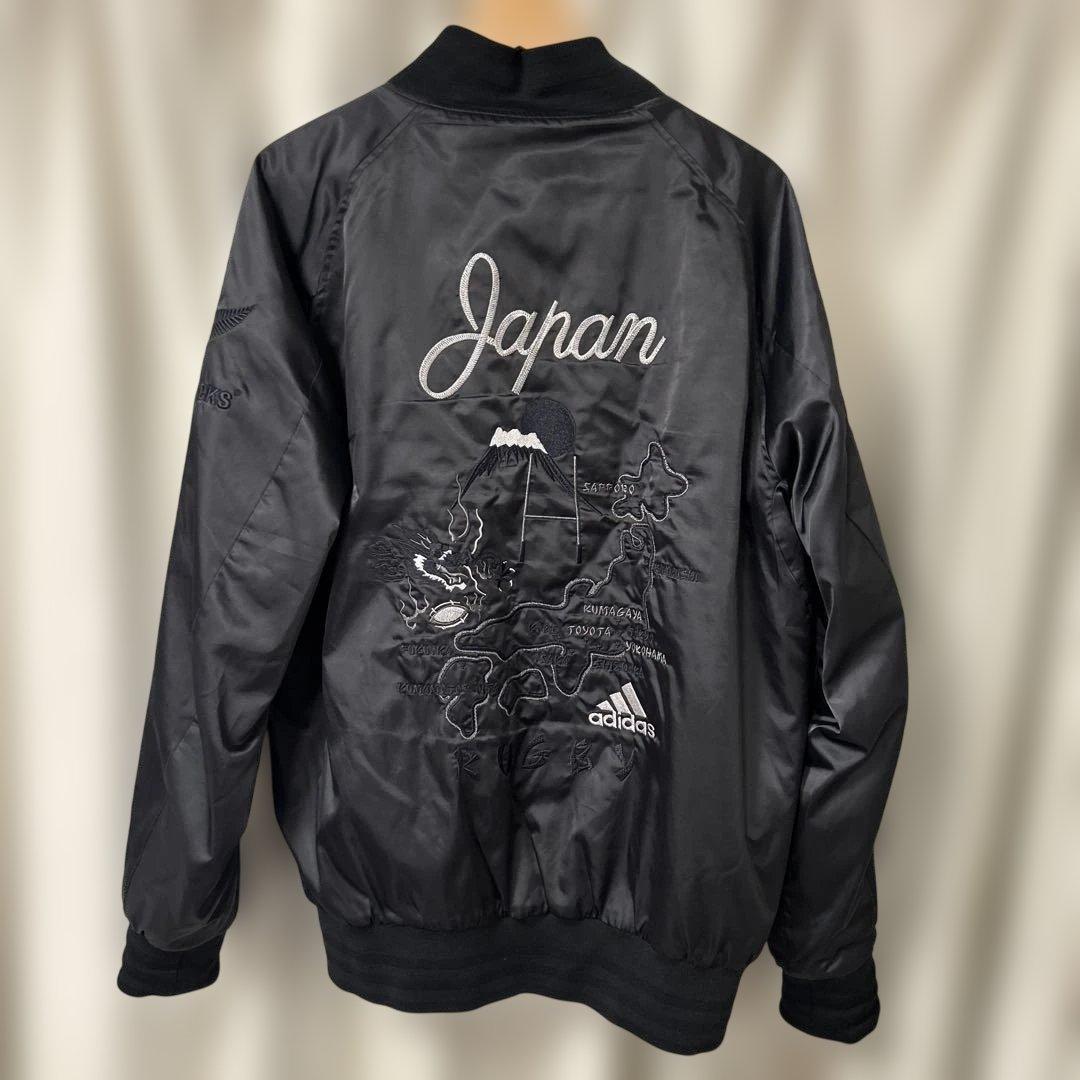 【希少サイズ、日本和柄刺繍】adidasオールブラックス　スカジャン　限定