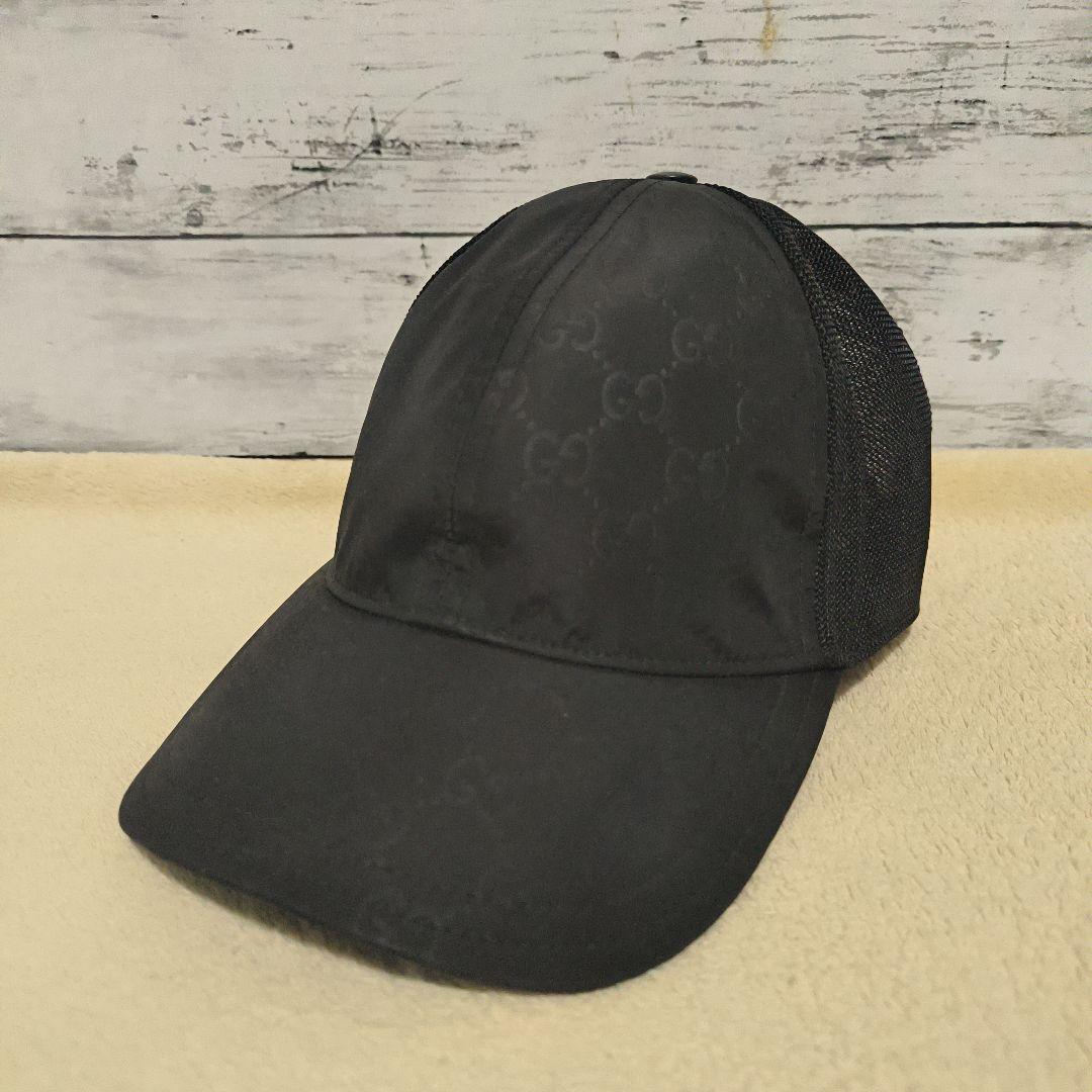 み*き様 極美品　GUCCI　GG柄　総柄　ブラック ベースボールキャップ メッ gucci-006_02a1.jpg