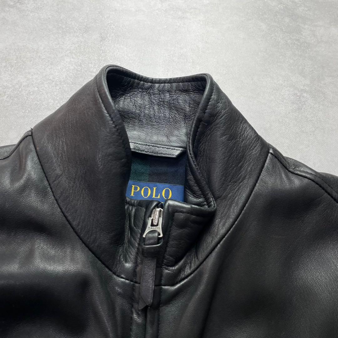 極美品 ポロラルフローレン シングルライダースジャケット 羊革