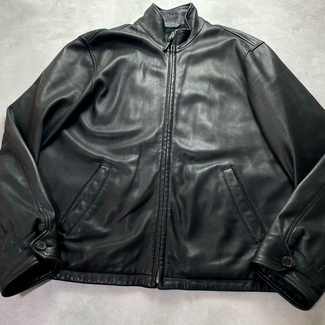 極美品 ポロラルフローレン シングルライダースジャケット 羊革