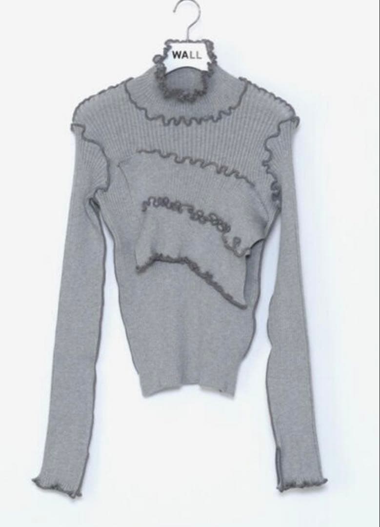 コトハヨコザワ　グレー　ハイネックリブニット