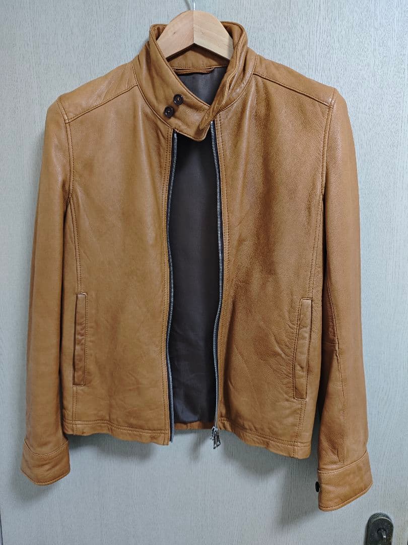 SHIPS シングルライダースジャケット S キャメル SHIPS（シップス） 革ジャン ライダース SHIPS: ポリエステル フェイク