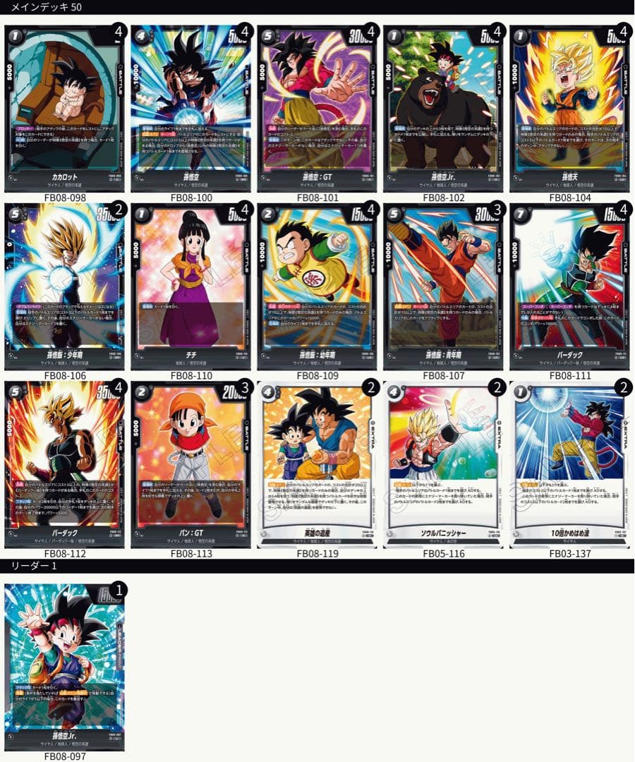 悟空jr　デッキ　優勝構築　+パーツ DBFW」孫悟空Jr考察｜椿