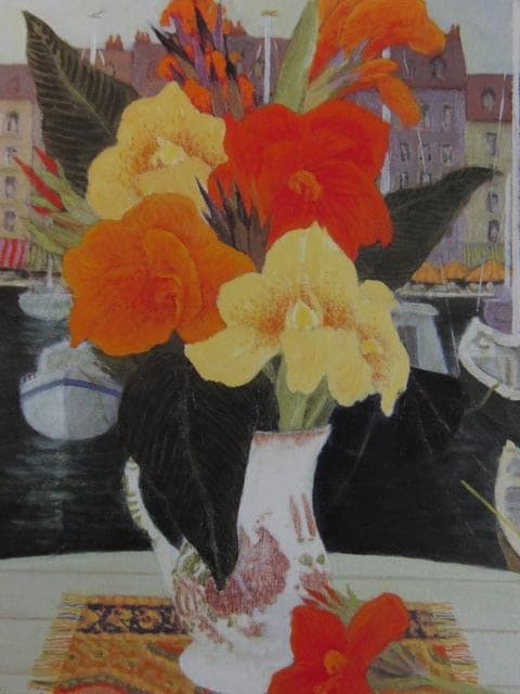 奥西賀男、【カンナ】、希少な額装用画集より、新品額装付、状態良好