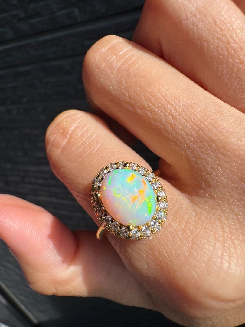 新作 天然石水オパール遊色綺麗極彩ルース1.610ct S925 18KGP - メルカリ