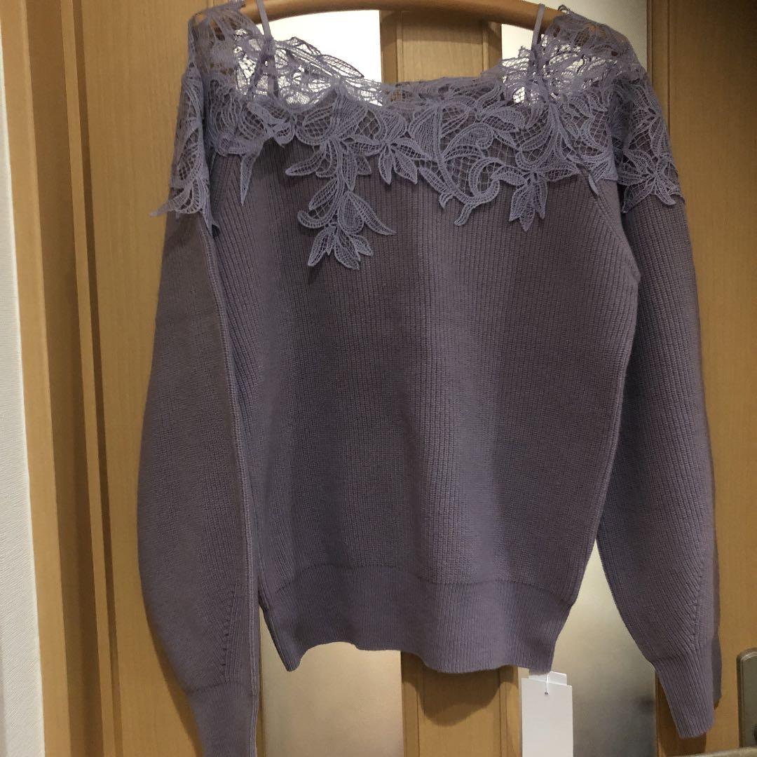 フレイアイディー FRAY I.D☆レーストリムオフショルニット グレー