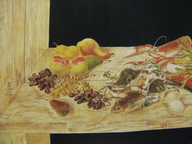 藤田嗣治、【猫のいる静物】、希少な画集より、新品高級額・額装付