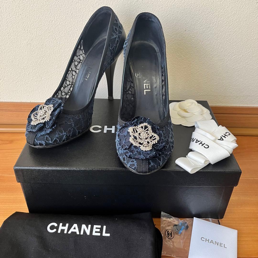 ゆ*り様 【中古】サイズ36.5*フラワービジューハイヒールパンプス*シャネル*