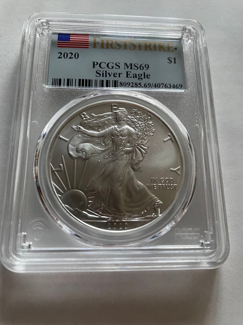 イーグル銀貨　1オンス　2020 PCGS MS69 ファーストストライク エミリー・S・ダムストラ サイン入り】ファースト・ストライク