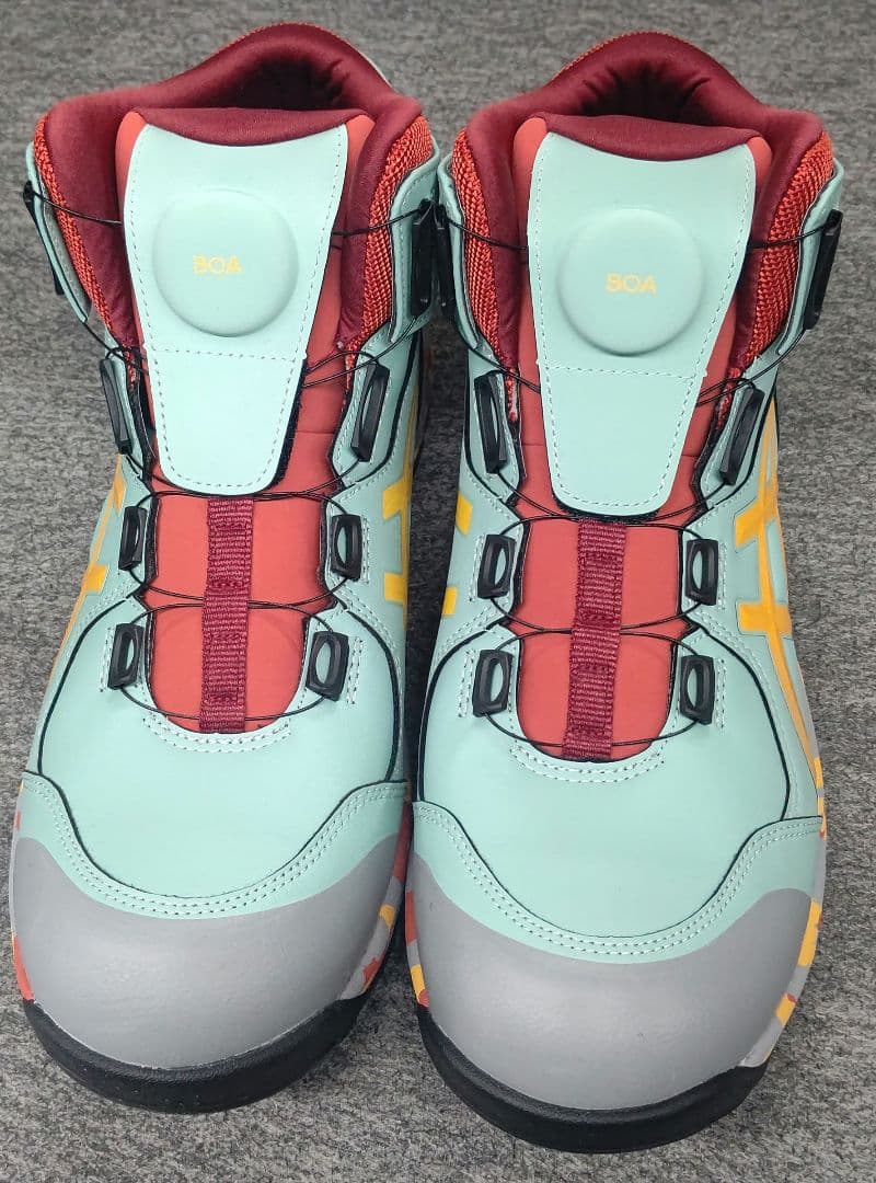 安全靴 ハイカット ミントグリーン/レッド　27.0cm