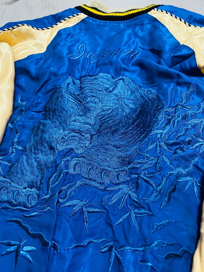 BEAMS 虎 東洋テーラー 2面用 スカジャン unisex レーヨン ブルー