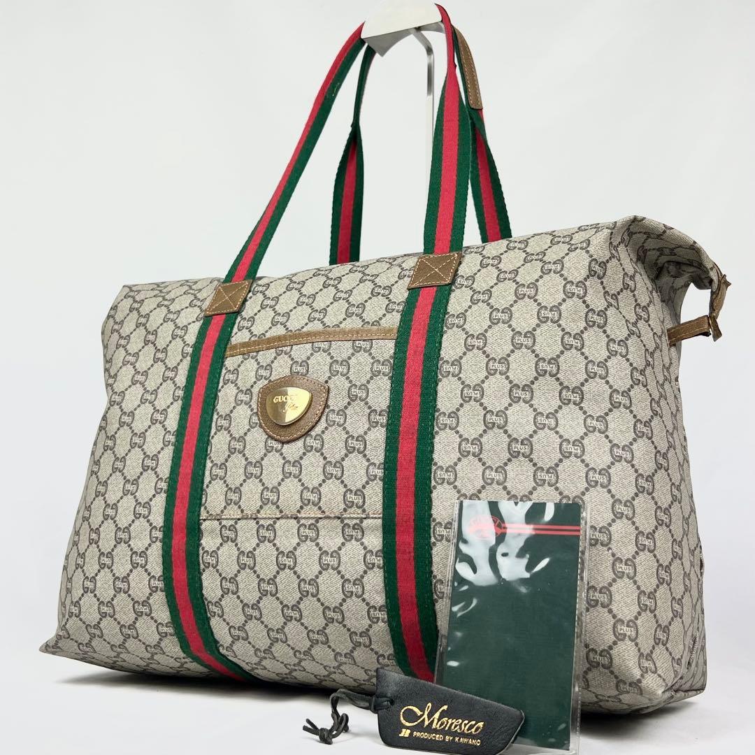 GUCCI ボストンバッグ ショルダー シェリーライン GG プラス PVC