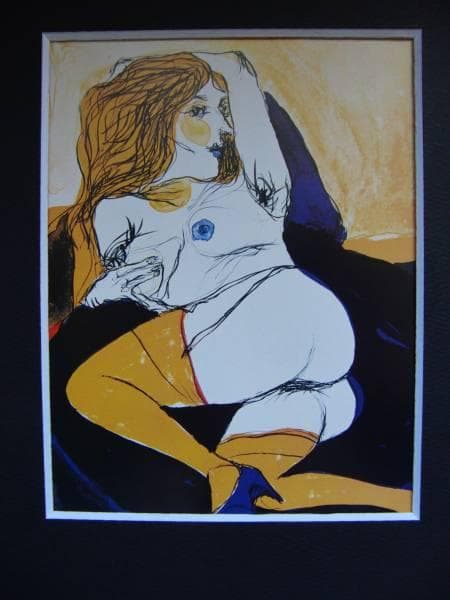 池田 満寿夫、オレンジ、希少な額装用画集より、美品、新品額装付