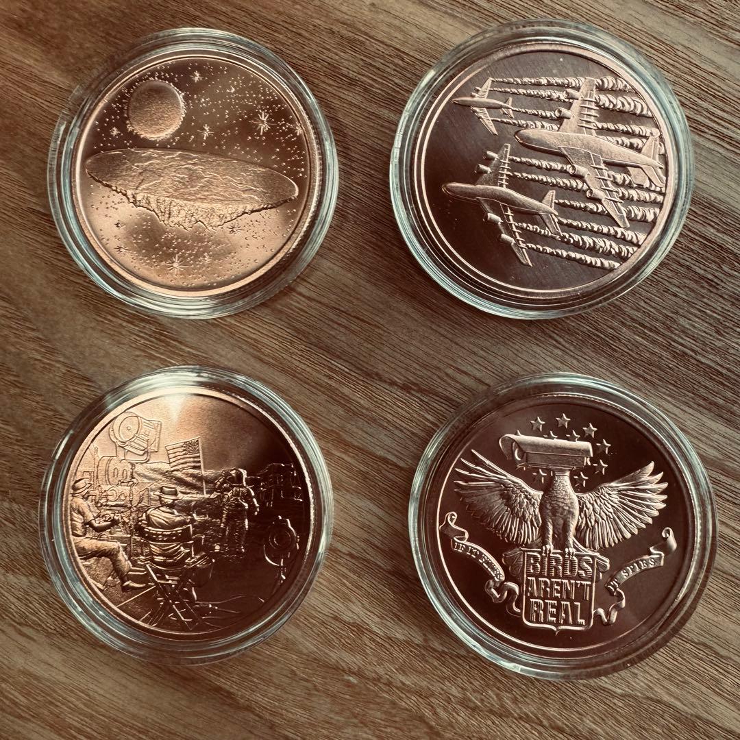 （レア！！）陰謀論シリーズ　1オンス　銅貨　4点セット　（4オンス）