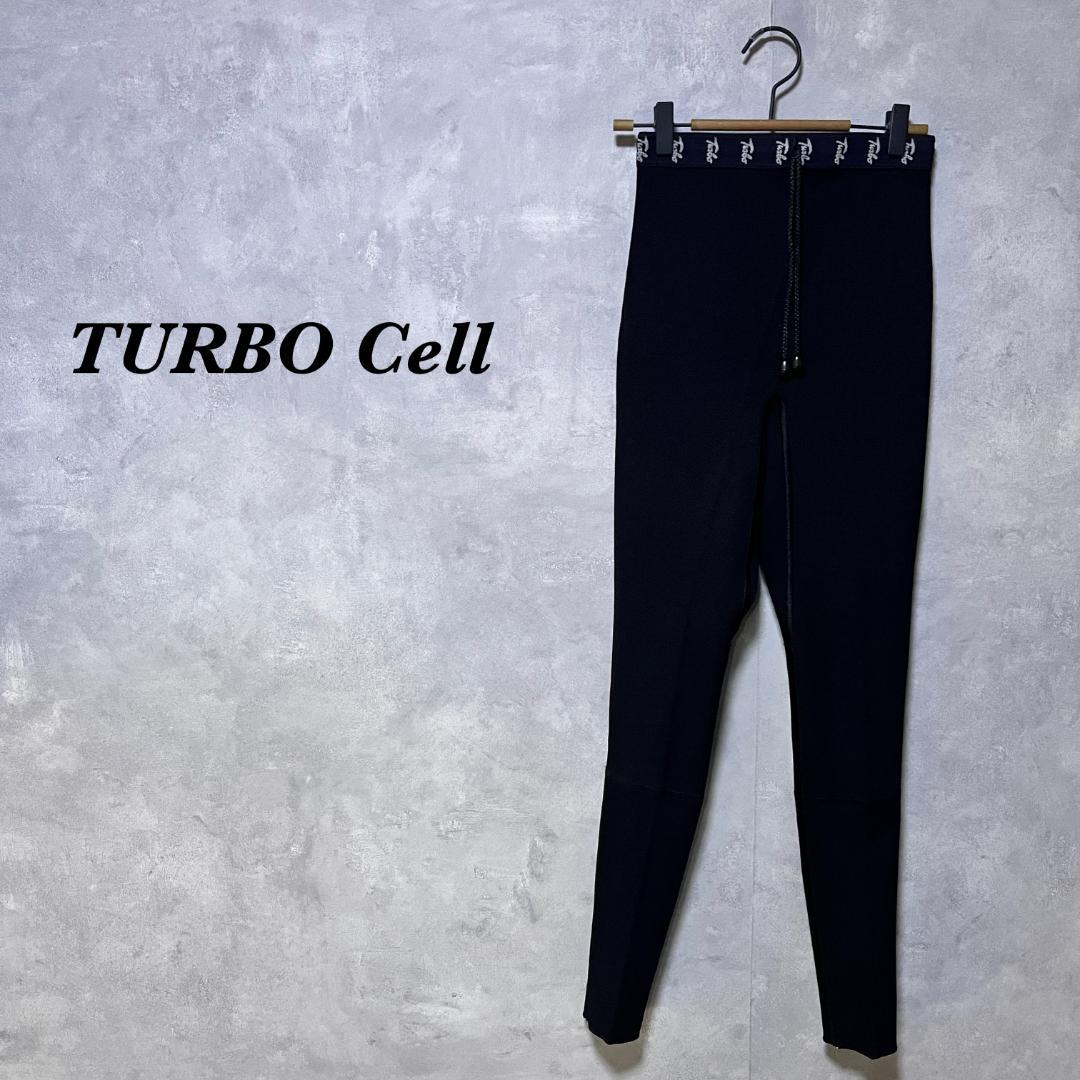 TURBO Cell タイツ ロング ストレッチ ロゴ ブラック M 4547 ティゴラ メンズ 陸上/ランニング ロングスパッツ メンズ ロングタイツ