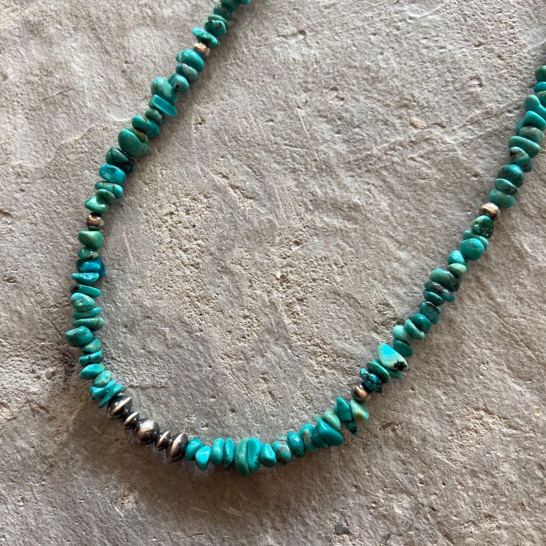 N3 小粒天然ターコイズとSV925製ナバホパールのデザインネックレス　42㎝ N3 小粒天然ターコイズとSV925製ナバホパールのデザインネックレス 42