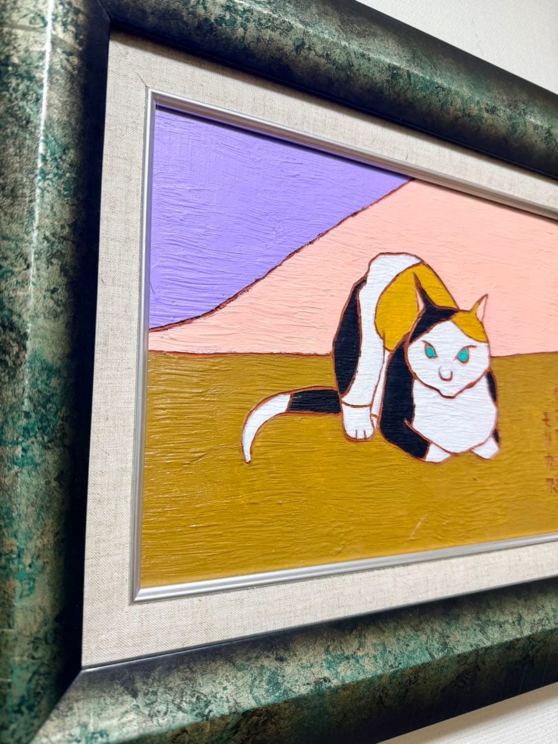 F4号）熊谷守一【猫】肉筆/表サイン有り/裏シール有り/油彩/厚塗り