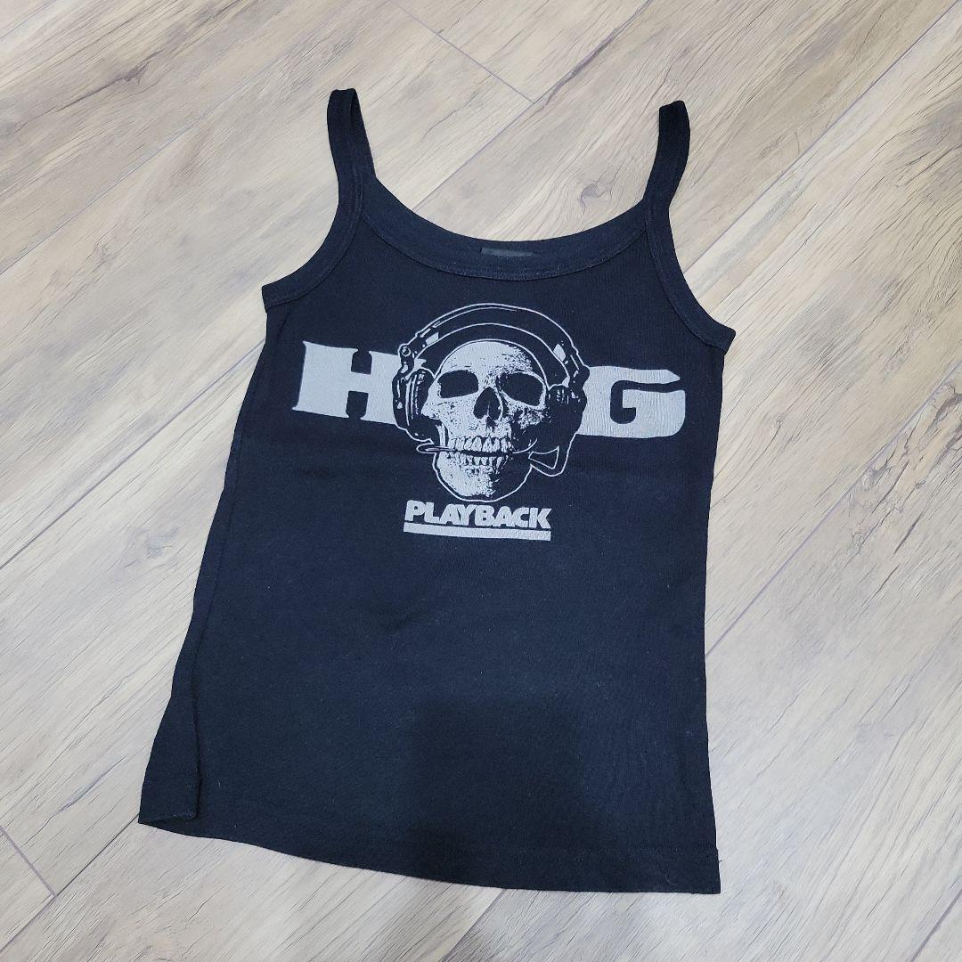 ブラック キャミソール ヘッドフォンスカル