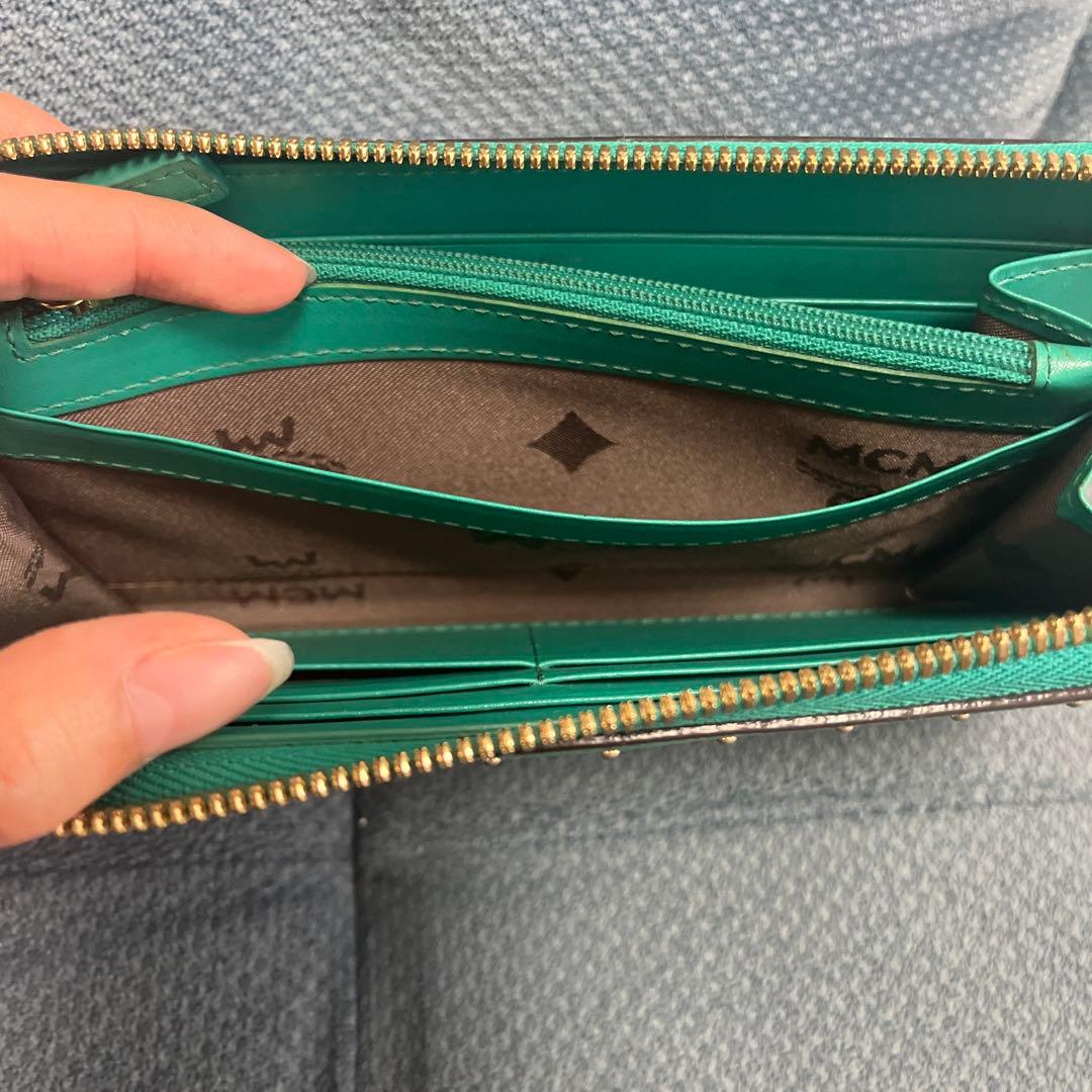 MCM 長財布 ウォレット 緑 グリーン 傷あり - メルカリ