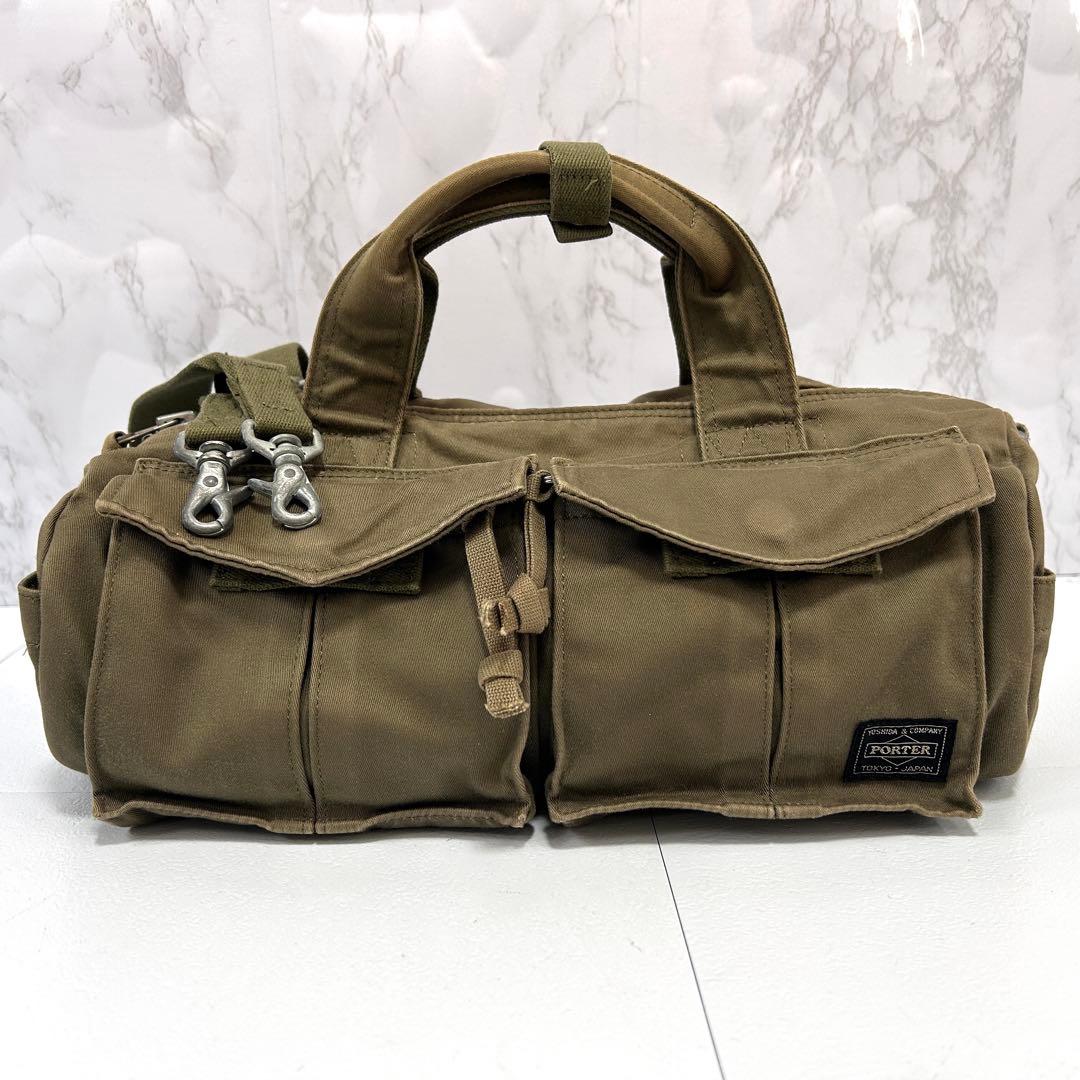y2k PORTER ラブ&ピース 2way ミニボストンバッグ カーキ