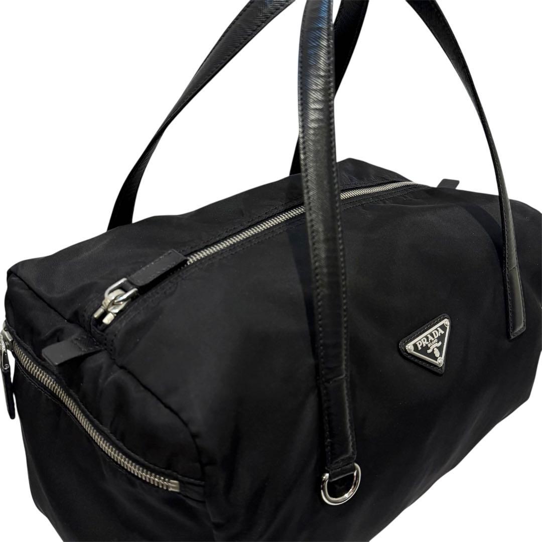 極美品‼️プラダ ミニボストンバッグ 三角ロゴ ナイロン ブラック
