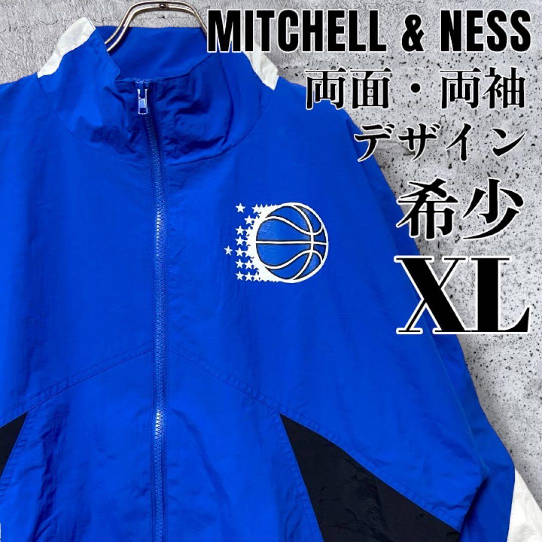 【希少XL】ミッチェル&ネス マジック ナイロンジャケット 青白黒 マルチカラー