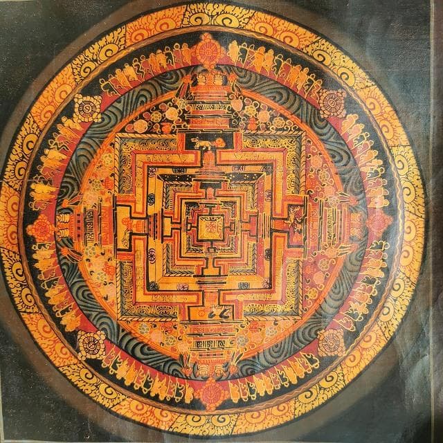 時輪曼荼羅　カーラチャクラ　曼荼羅：　タンカ　仏画（額縁なし）