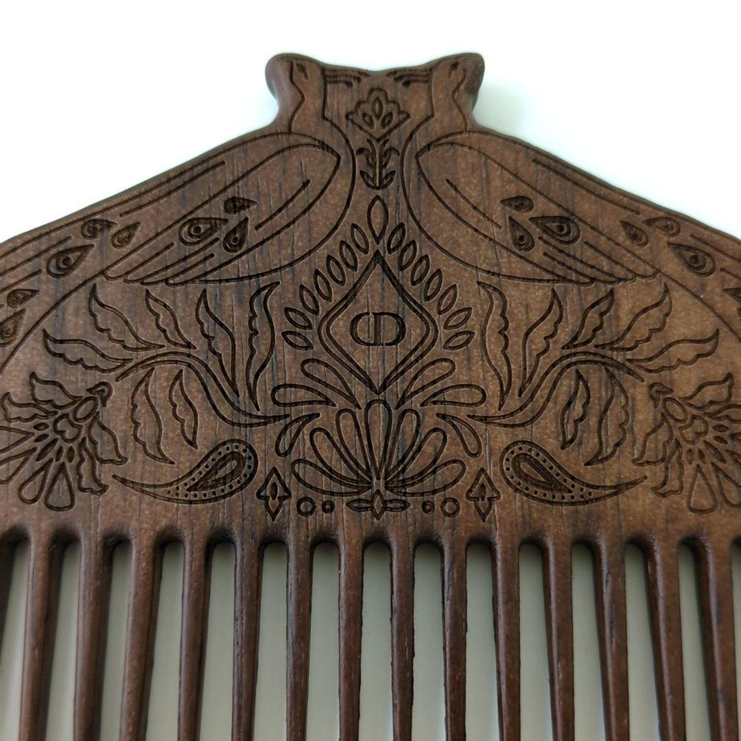 クリスチャンディオール ロゴ入り コーム くし ブラウン ウッド【美品