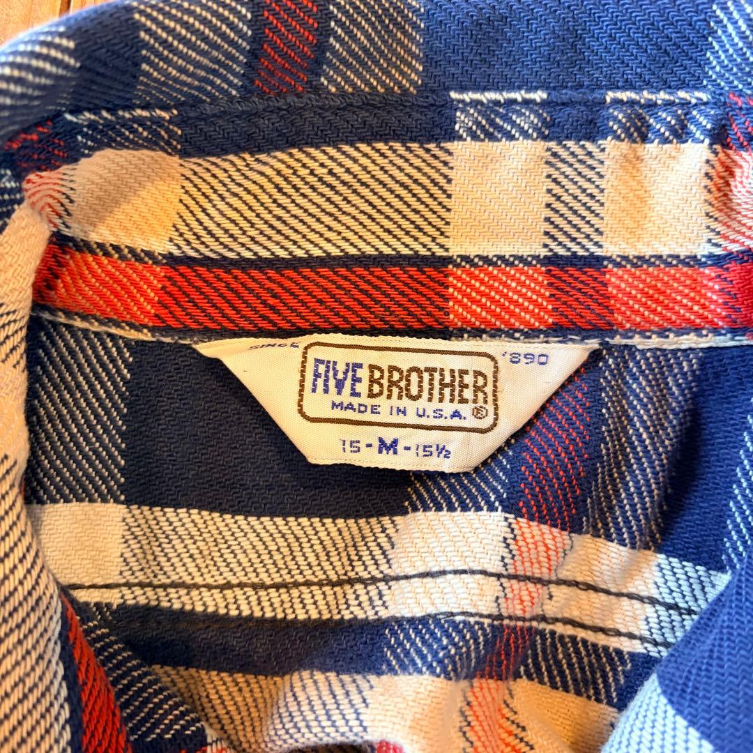 80s 三角タグ FIVE BROTHER ヴィンテージネルシャツ ボロ 襤褸 - メルカリ