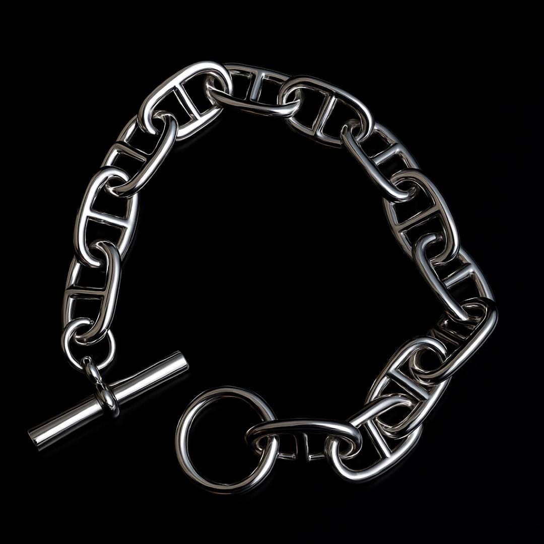 silver925 純銀 アンカーチェーン　ブレスレット　シェーヌダンクル風