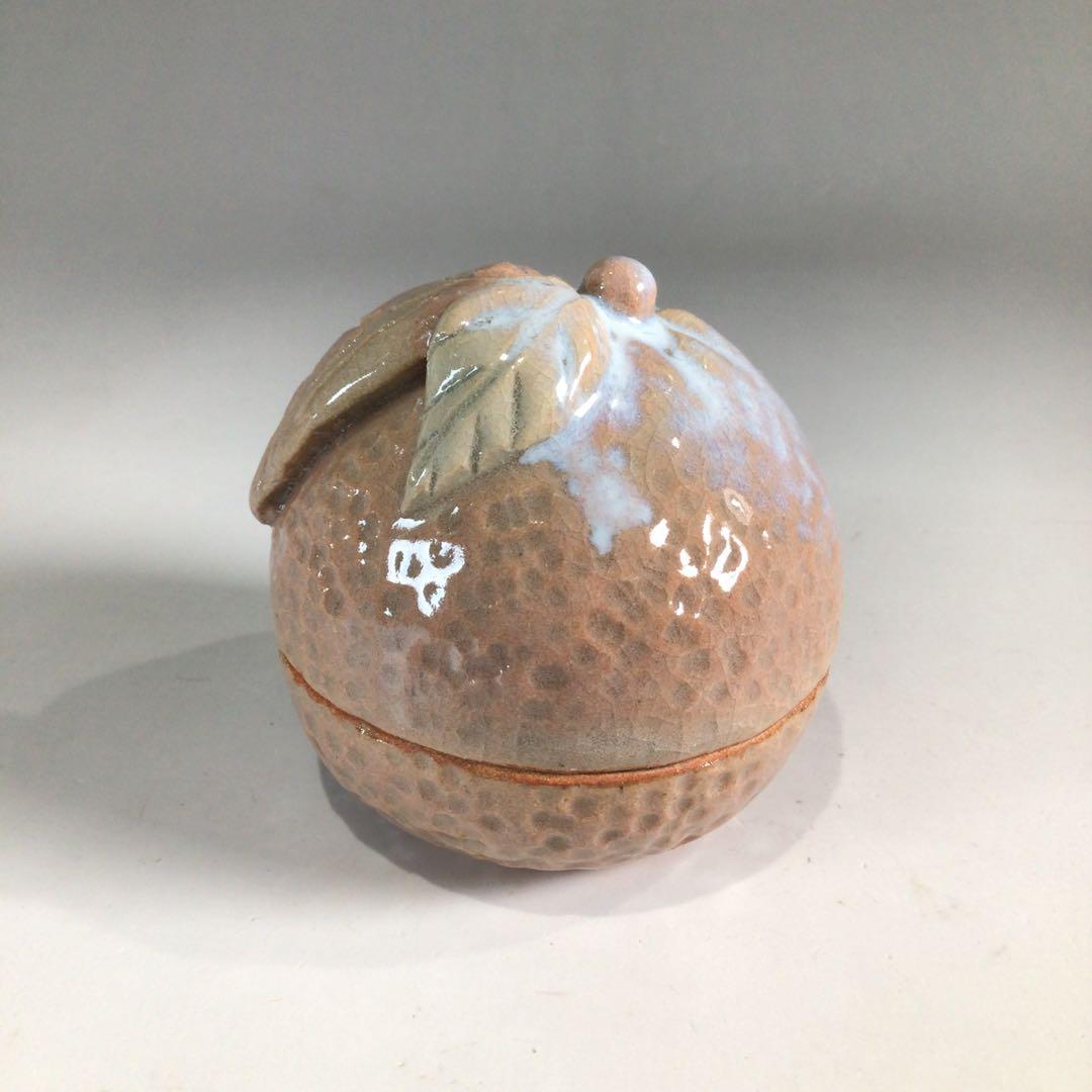 P180 香合 『萩焼』『増野陶花造』『蜜柑香合』 共箱 茶道具